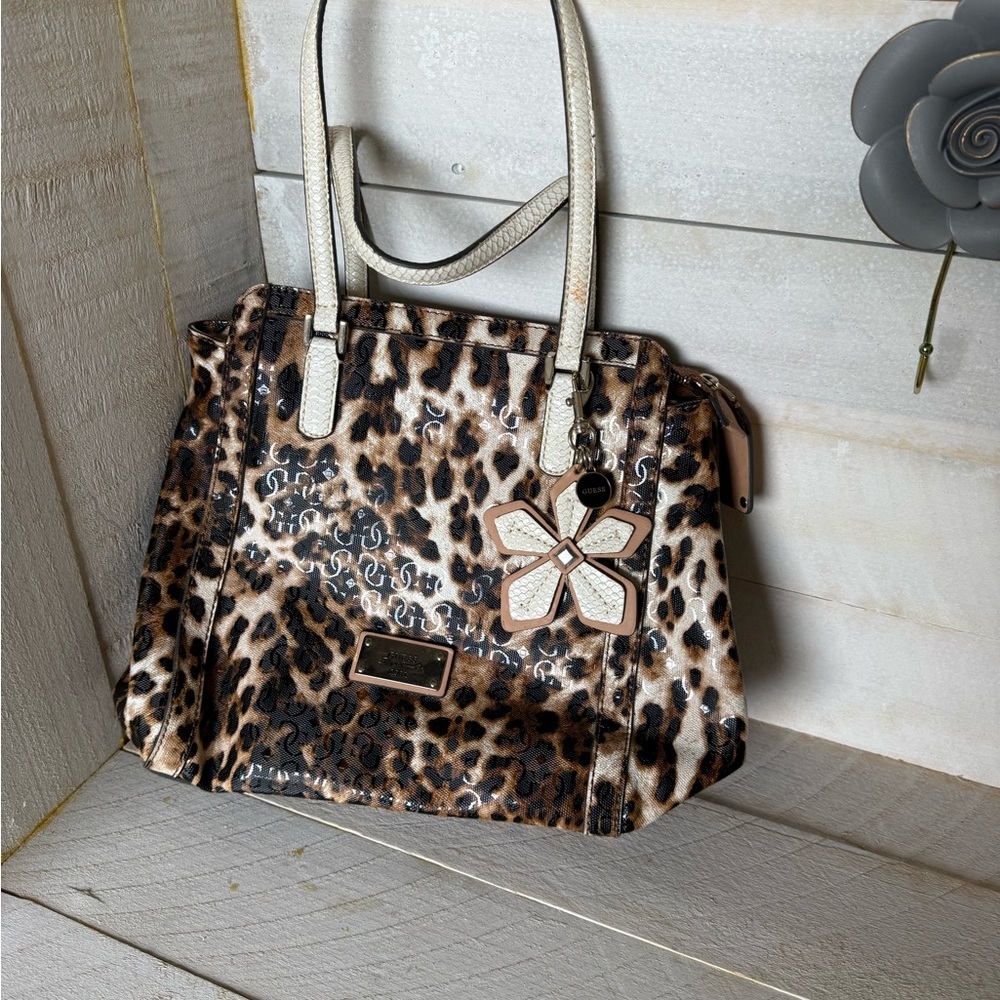 Guess Leopard and Cream Tote Bag